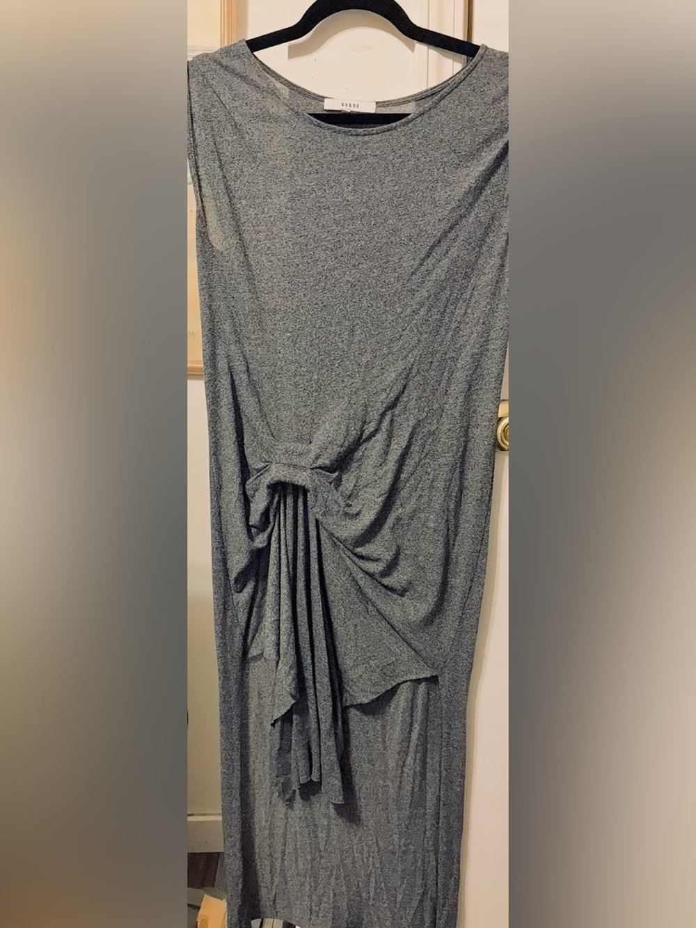 R O & D E Knot-Front Maxi Dress in Heather Gray